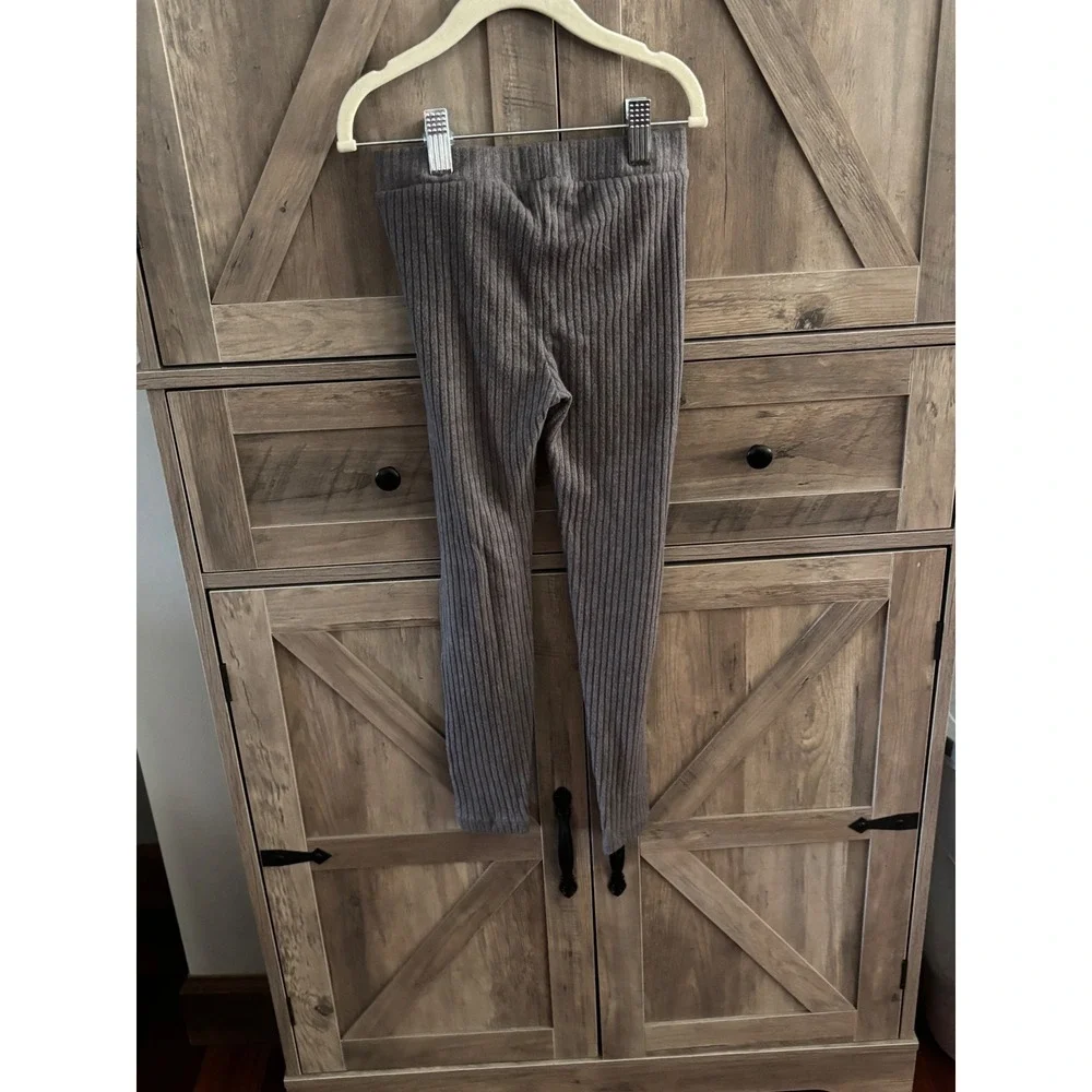 HM Kids Ribbed Knit Hoodie and Leggings Set Charcoal Grey Size 6-7Y
